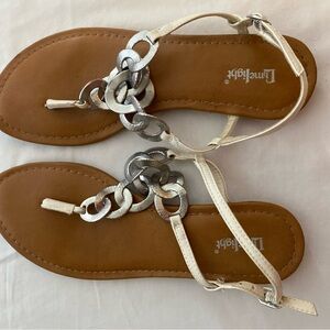Limelight Silver and cream sandals. Sz 8.